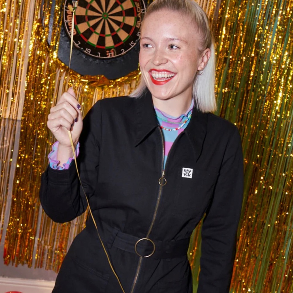 Lucy And Yak Black Maggie Jumpsuit Coveralls Disco Retro Size US 18 UK22